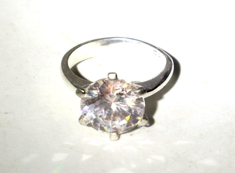 Impressive Clear SILVER Topaz .925 Sterling Silver Ring #5.5 free resizing – photo 7
