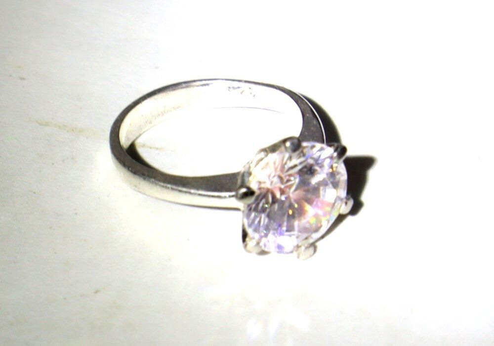 Impressive Clear SILVER Topaz .925 Sterling Silver Ring #5.5 free resizing – photo 8