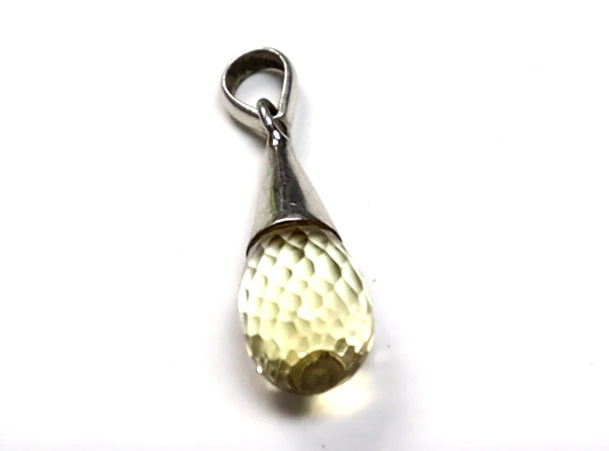 Exquisite handcrafted Clear Light Brown Quartz .925 Sterling Silver Pendant 42mm – photo 3