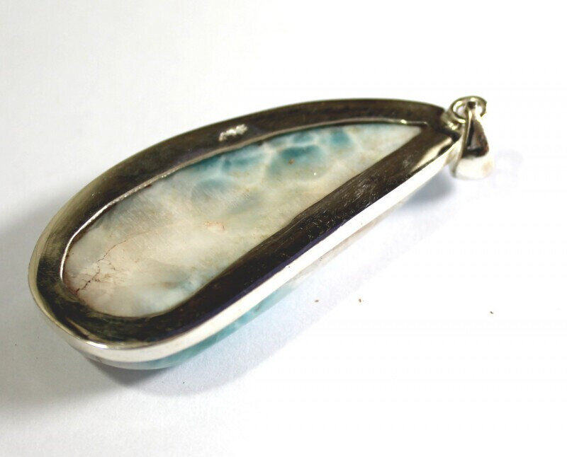 Biggest 2.1inch Natural Sky Blue Larimar .925 Sterling Silver Pendant 27gram – photo 4