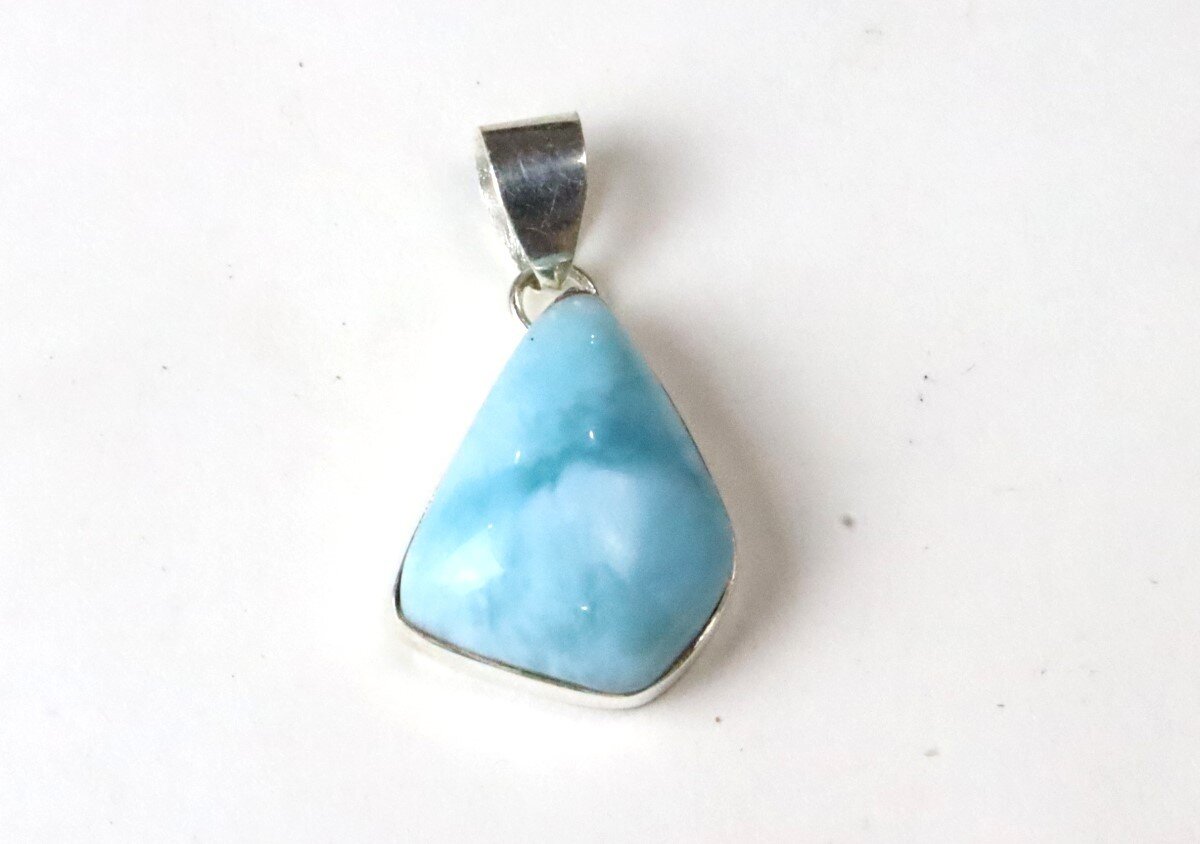Charming Design Natural Sky Blue Larimar .925 Sterling Silver Pendant 32mm – photo 7