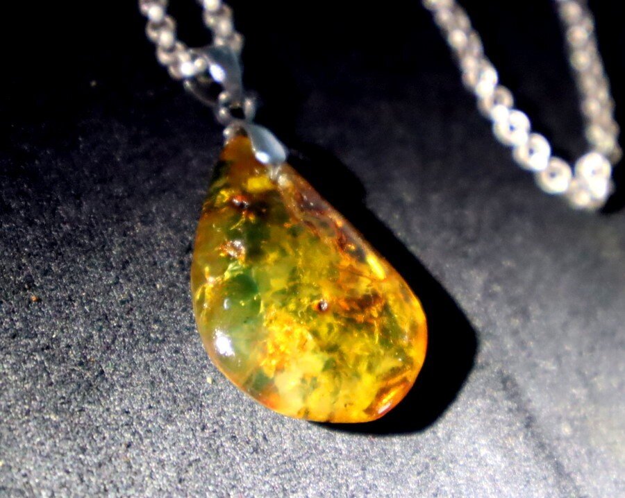 Lovely Natural Clear Light Green Amber Pendant 39mm – photo 5