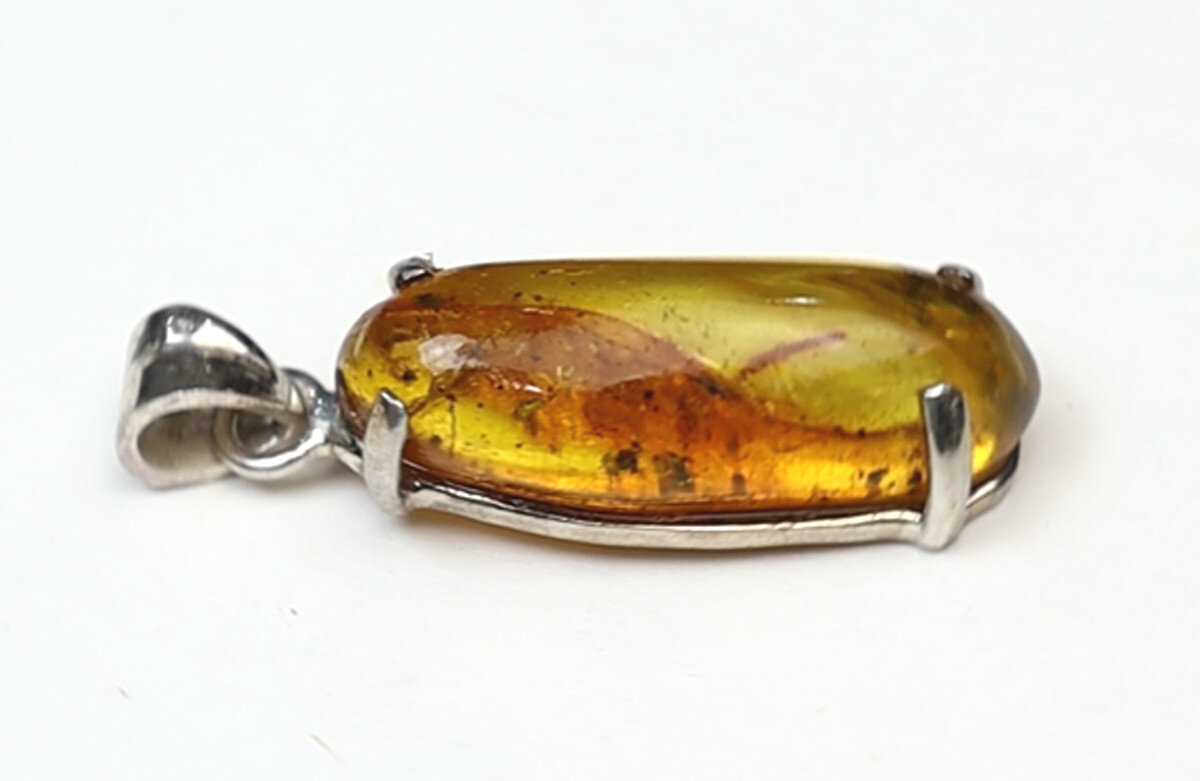 Impressive Inclusions Natural Clear Deep Yellow Amber 925 Sterling Silver Pendant – photo 6