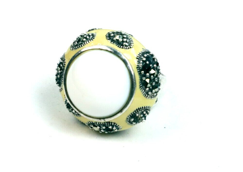 Finest Natural Clear White Howlite .925 Sterling Silver Ring #8.5 – photo 6