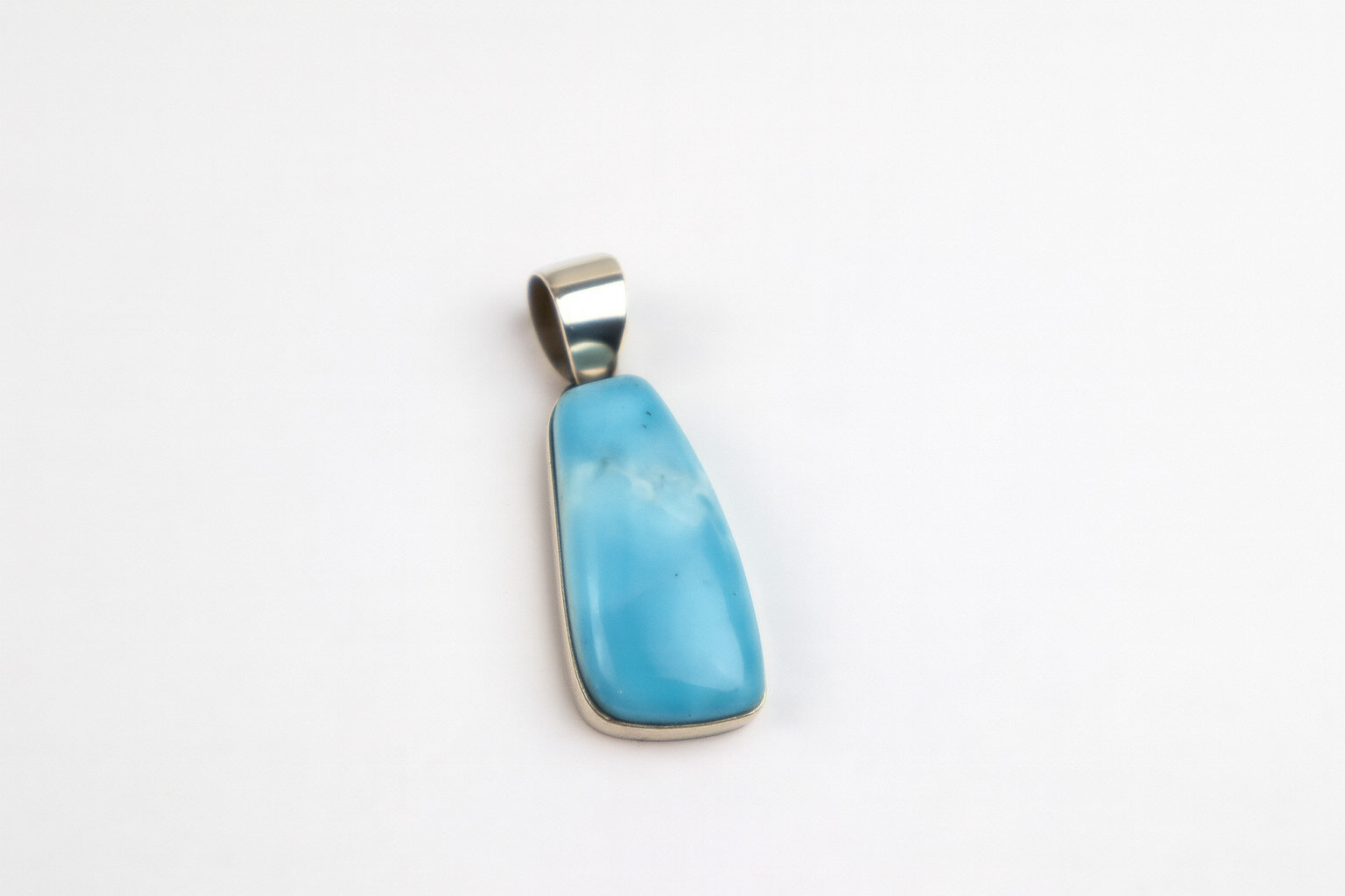 Exquisite Natural Sky Blue Larimar .925 Sterling Silver Pendant 36mm – photo 4