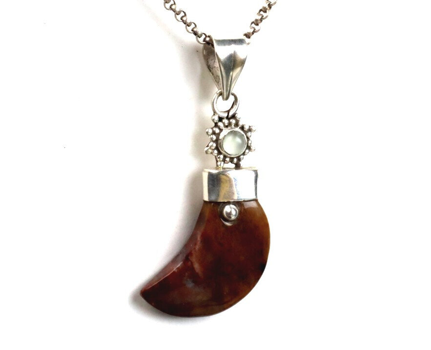 Finest Natural Deep Brown Cat Eye .925 Sterling Silver Claw Pendant 60mm – photo 3