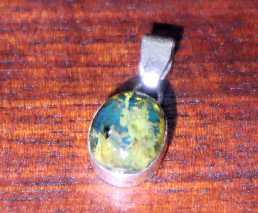 Natural Clear Deep Blue Amber .925 Sterling Silver Pendant 24mm – photo 4