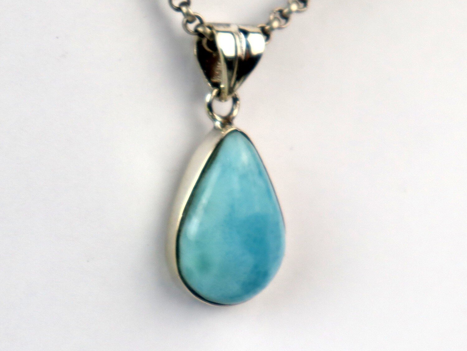 Charming Design Natural Sky Blue Larimar .925 Sterling Silver Pendant 32mm – photo 5
