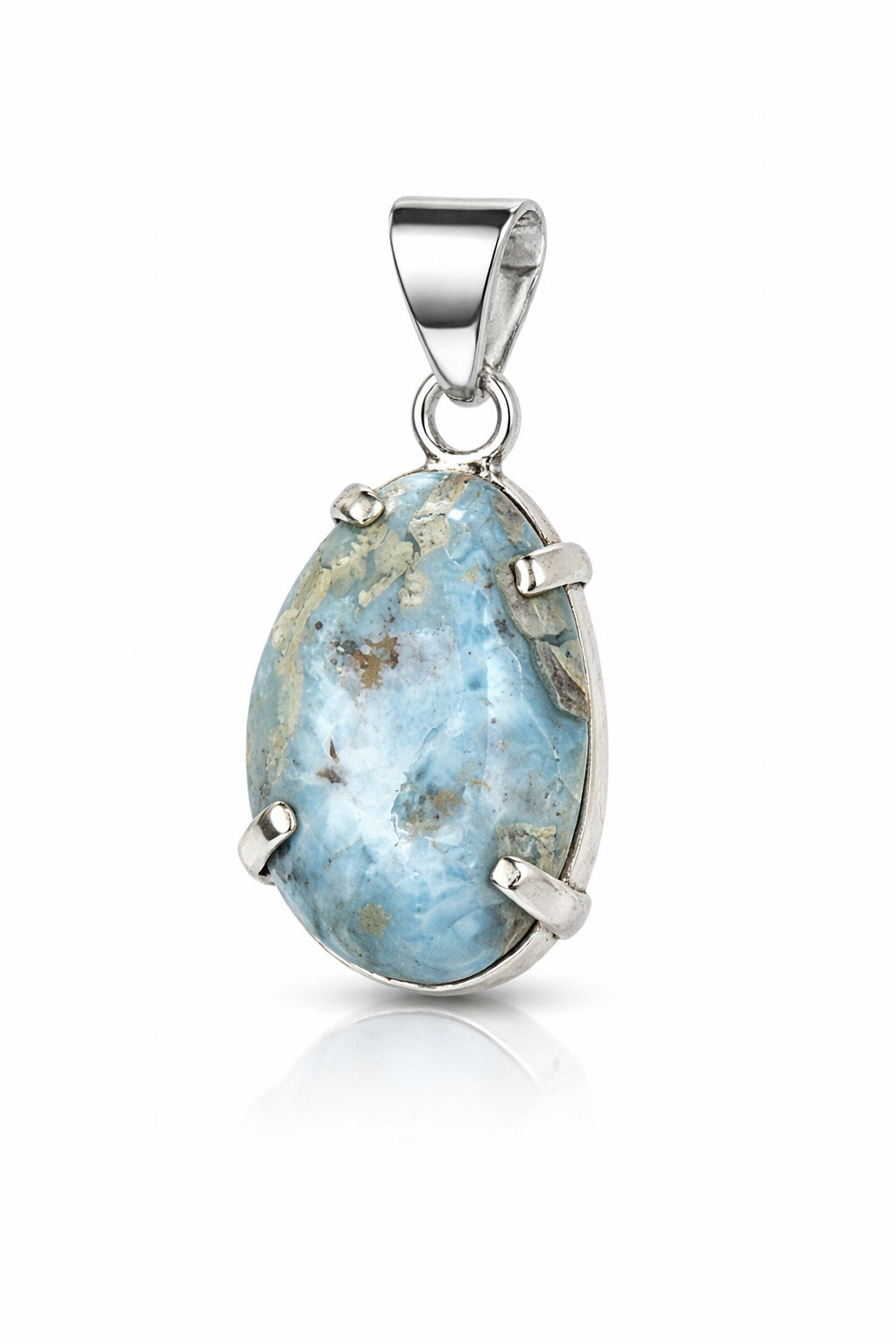 Lovely Natural Ocean Blue Larimar .925 Sterling Silver Pendant