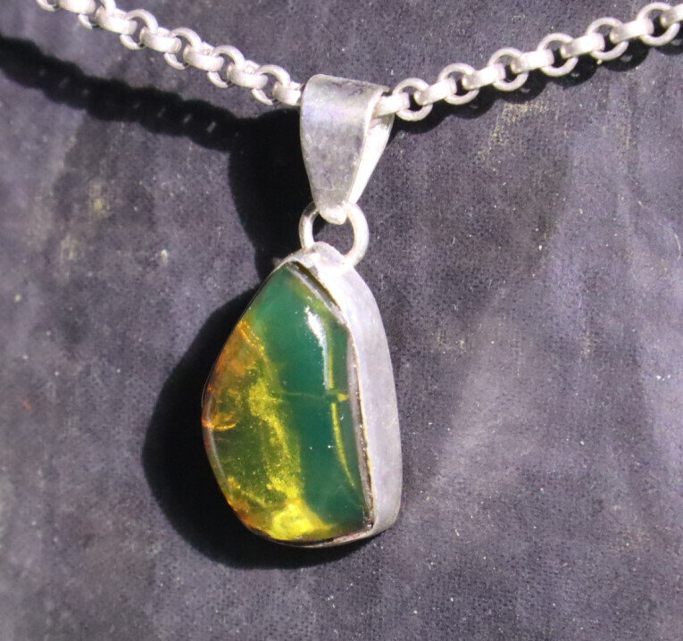 Finest Natural Clear Ocean Green Amber .925 Sterling Silver Pendant 29mm – photo 10
