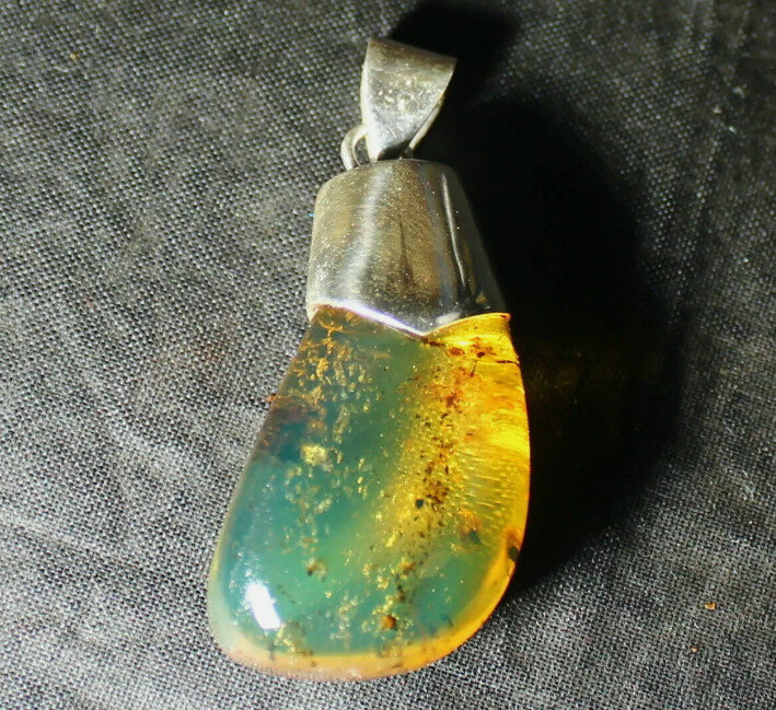 Excellent Natural Deep Green Amber .925 Sterling Silver Pendant 1.7inch – photo 5