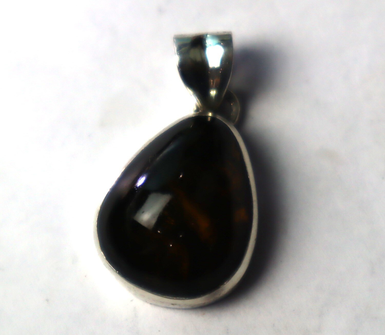 Impressive Natural Clear Deep Green Amber .925 Sterling Silver Pendant 30mm – photo 6