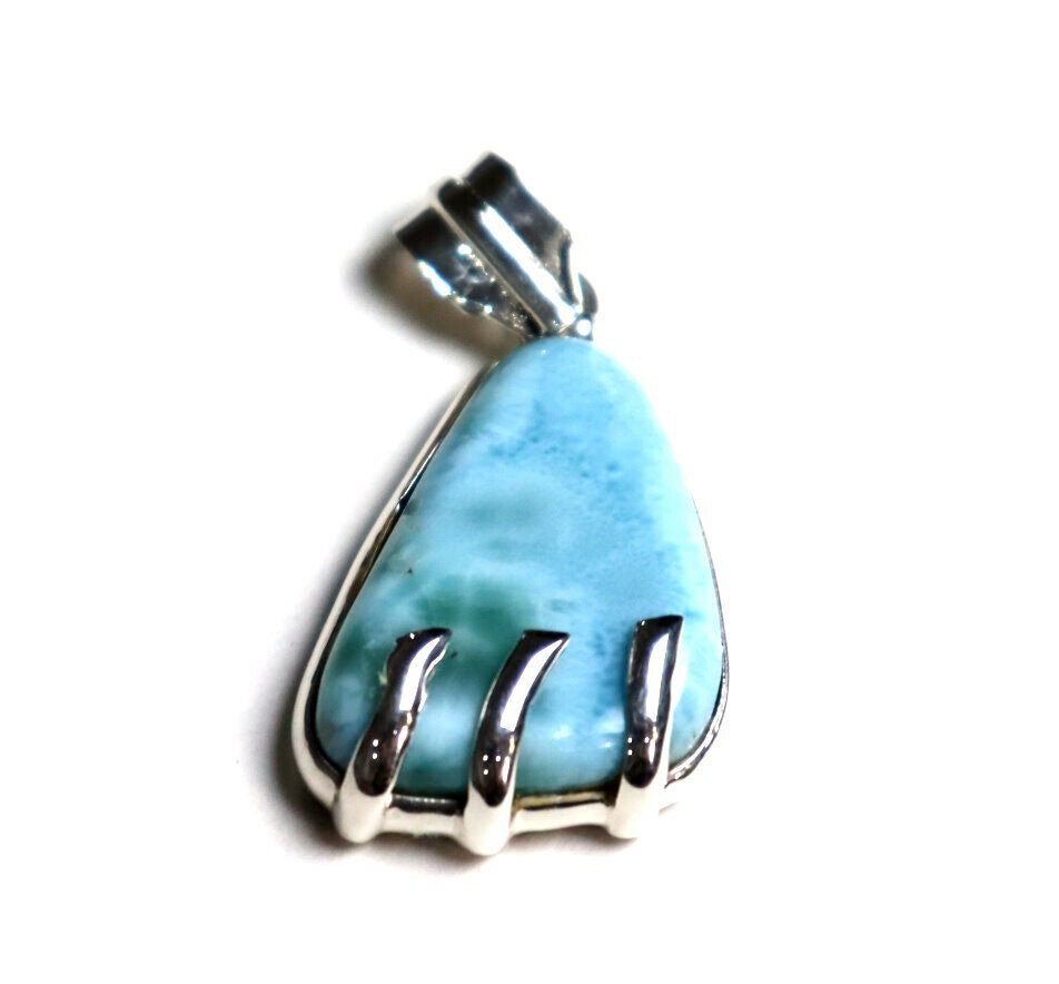 Charming Design Natural Ocean Blue Larimar .925 Sterling Silver Pendant 48mm – photo 8