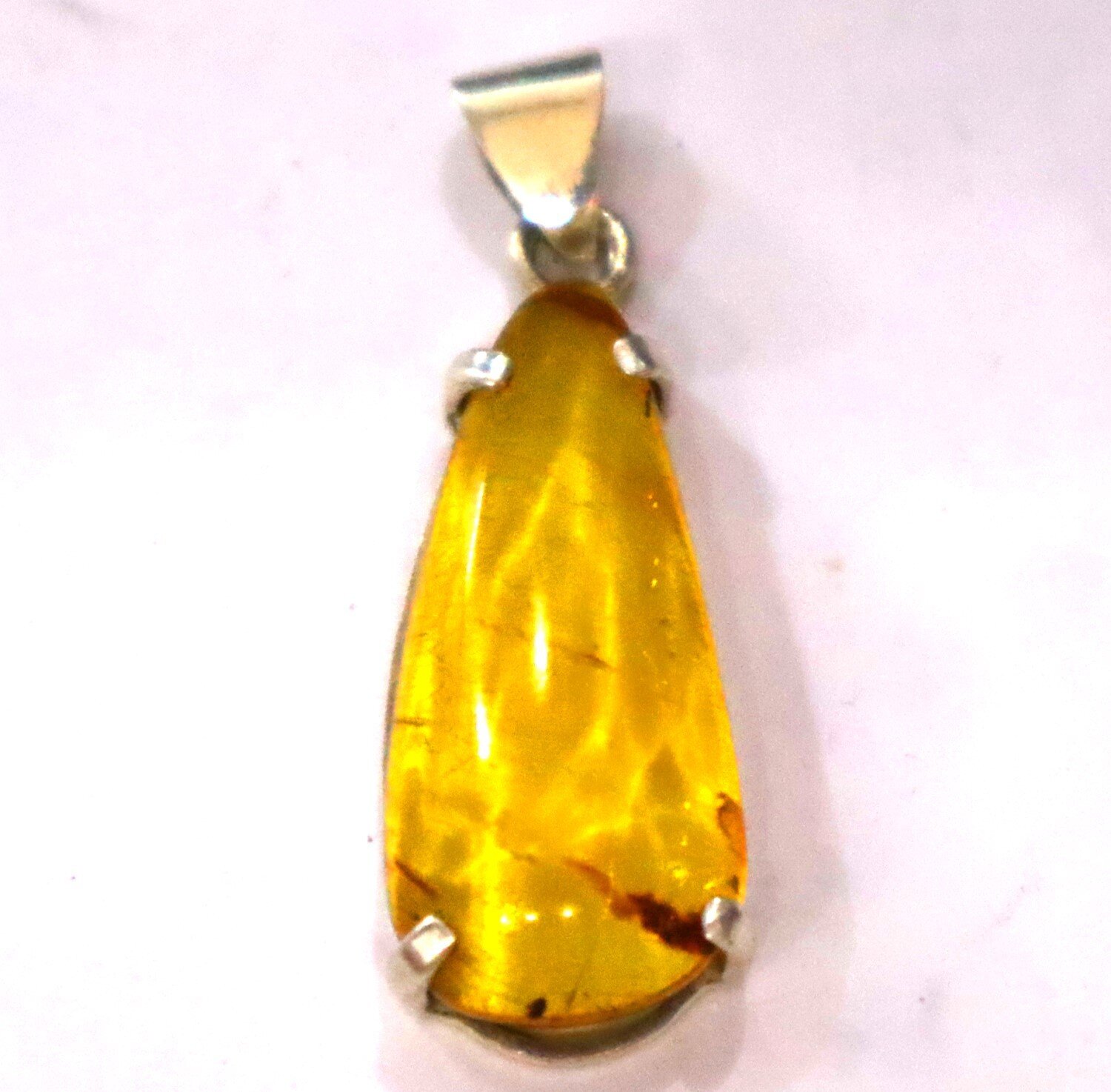 Lovely Natural Translucent Yellow Green Amber .925 Sterling Silver Pendant 42mm – photo 4