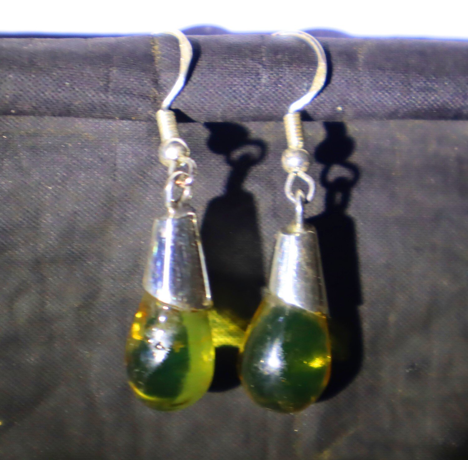 Lovely Natural Clear Yellow Green Amber .925 Sterling Silver Earrings 42.0mm – photo 7