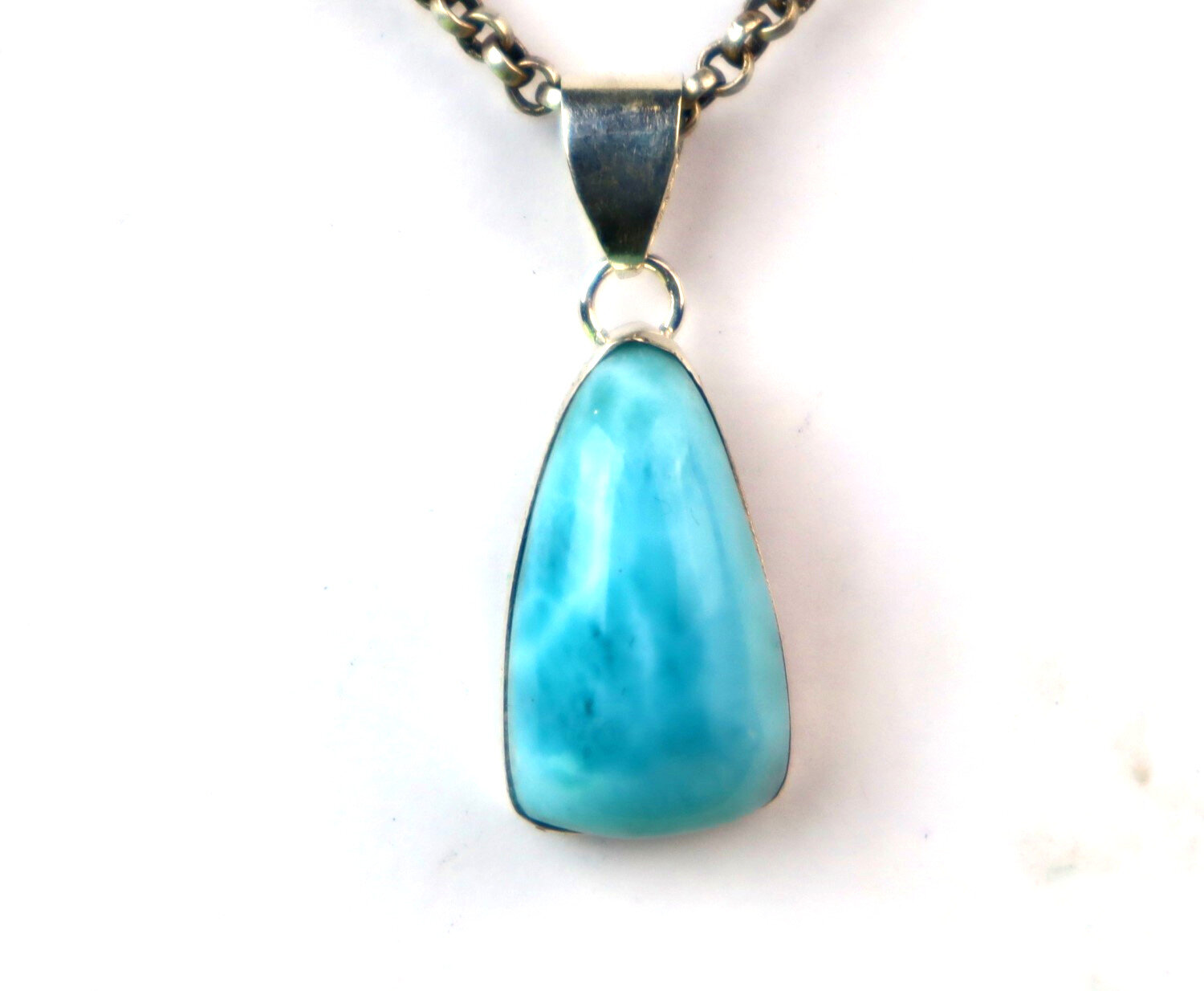 Natural Deep Blue Larimar .925 Sterling Silver Pendant 32mm – photo 6