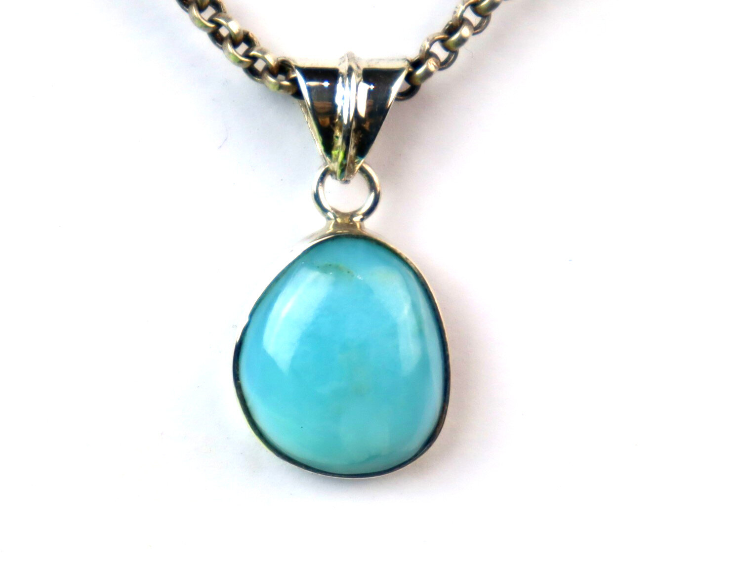 Natural Sky Blue Larimar .925 Sterling Silver Pendant 27mm – photo 5