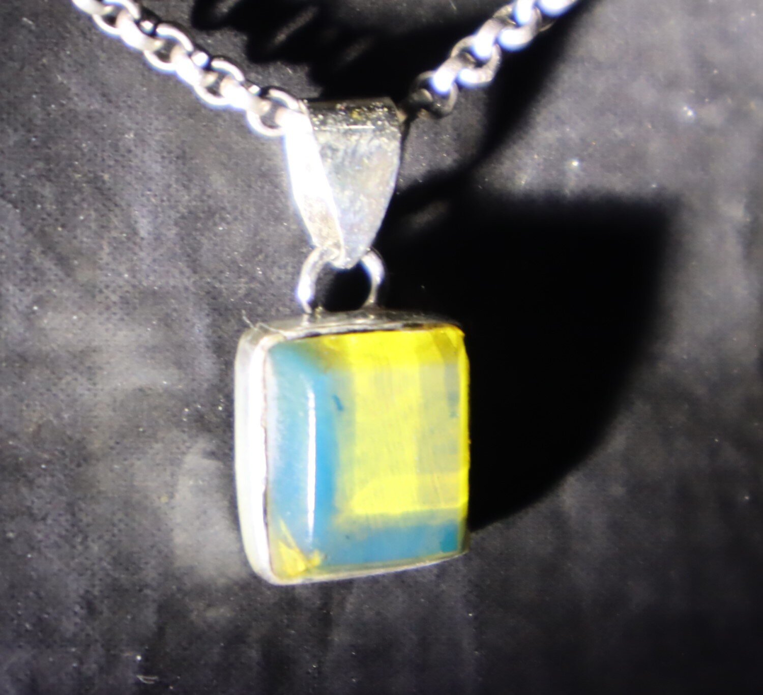 Lovely Natural Clear Light Blue Amber .925 Sterling Silver Pendant 24mm – photo 6